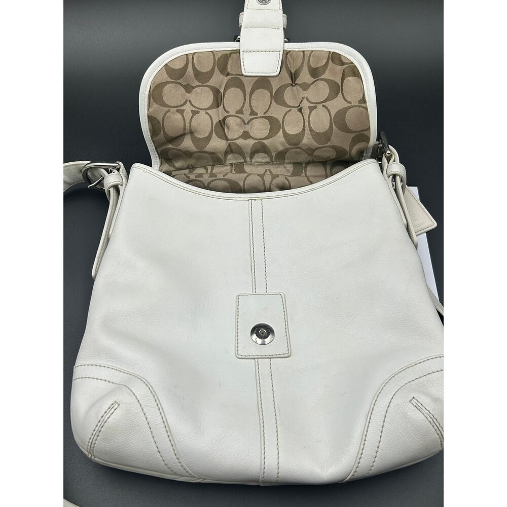 Vintage Coach Soho Duffle Crossbody Ivory Leather Y2K Bag COA L04D-9480 - Picture 3 of 11